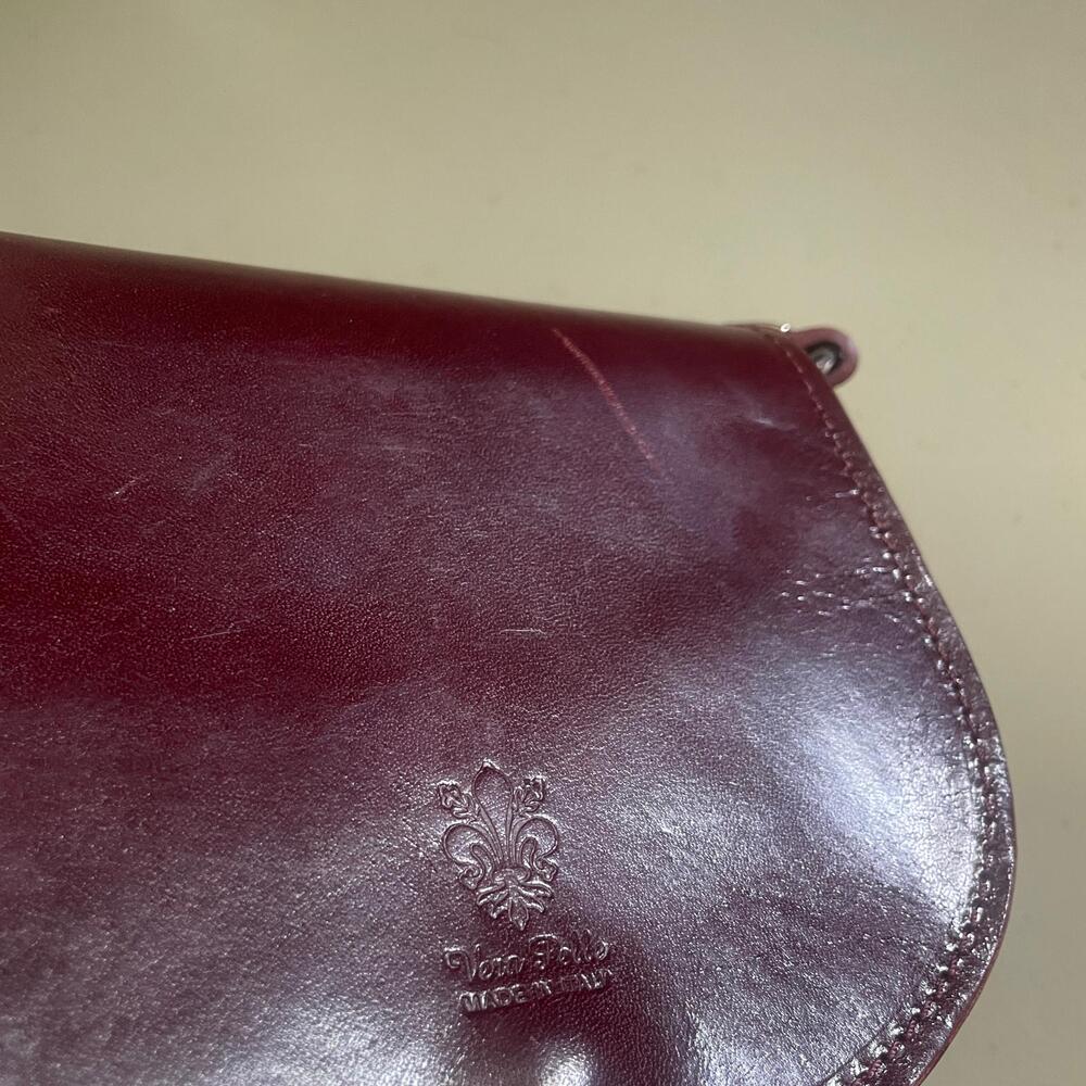 Vera Pelle Genuine Leather Crossbody Saddle Bag Brown One Size - Picture 7 of 9